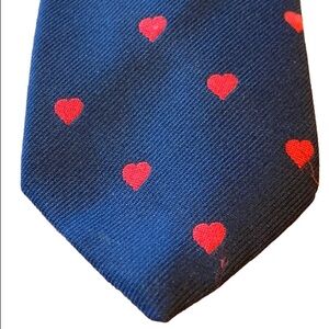 Charing Cross by Schreter Blue Red Heart Neck Tie
